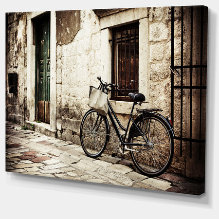 Carbon Loft Bicycle with Shopping Bag - Landscape Photography Canvas Print