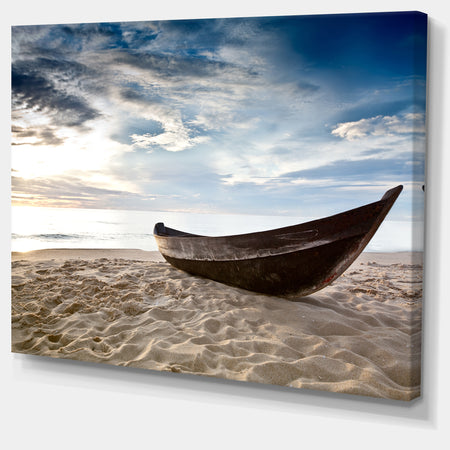 Old Fisherman Boat - Seashore Photography Canvas Art Print