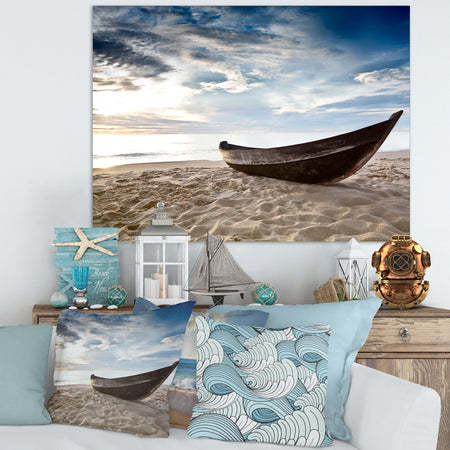 Old Fisherman Boat - Seashore Photography Canvas Art Print