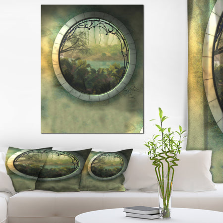 Green Fantasy Landscape with Frame - Art Photo Canvas Print