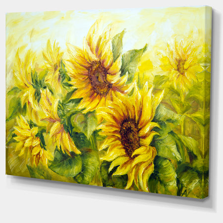 Bright Yellow Sunny Sunflowers - Floral Painting Canvas