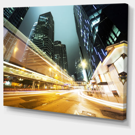 Traffic in Hong Kong at Night - Cityscape Canvas print