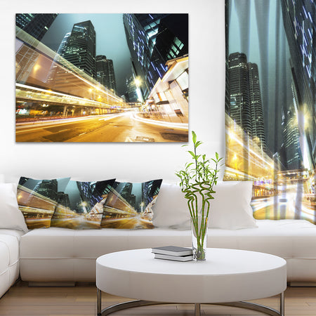 Traffic in Hong Kong at Night - Cityscape Canvas print
