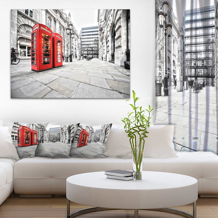 Phone Booths on Street - Cityscape Canvas print