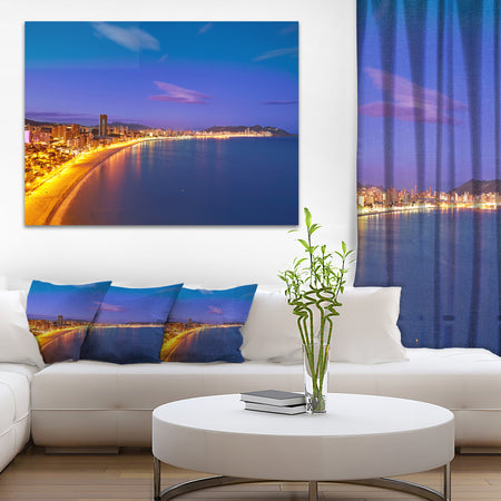 Benidorm Poniente Beach Sunset - Seashore Canvas Wall Artwork