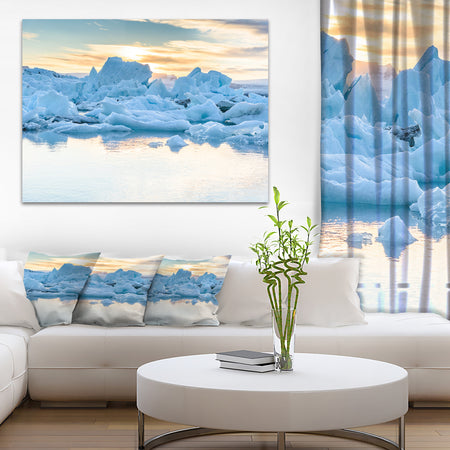 Icebergs in Glacier Lagoon - Seashore Canvas Wall Artwork