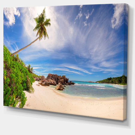 Beautiful Beach at La Digue Seychelles - Large Seashore Canvas Print