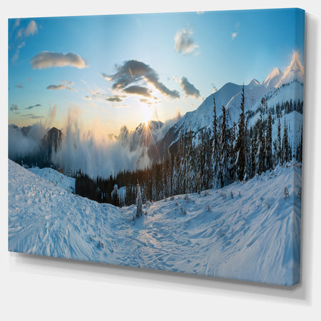 Morning Winter Carpathian Mountains - Landscape Art Print Canvas
