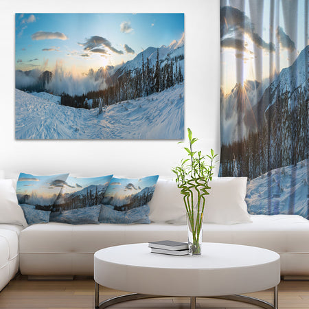 Morning Winter Carpathian Mountains - Landscape Art Print Canvas
