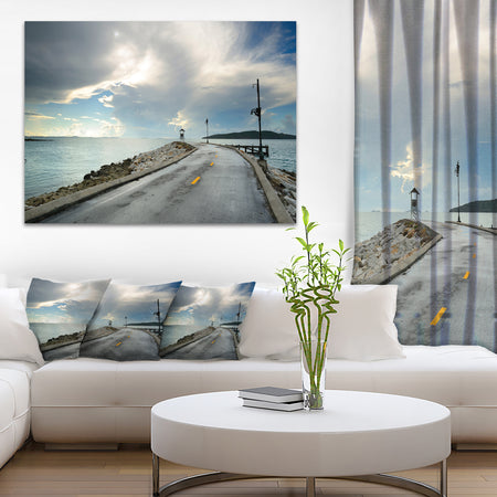Vintage Pathway into the Ocean - Sea Bridge Canvas Wall Artwork