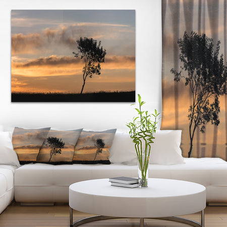 Lonely Tree Silhouette Rightwards - Landscape Art Print Canvas
