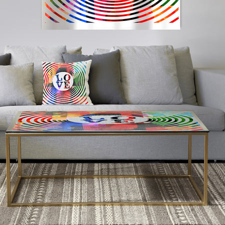 Multicolored Love and Circles - Metal Modern Coffee Table