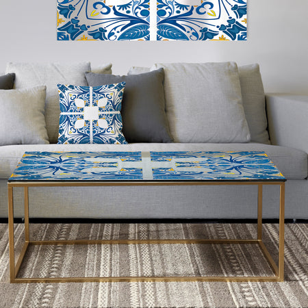 Blue Tiles - Metal Bohemian & Eclectic Coffee Table