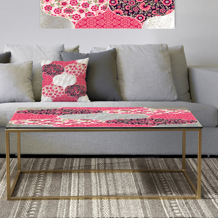 Pink Patchwork - Metal Modern Coffee Table