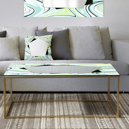 Marbled Blue 2 - Metal Mid-Century Modern Coffee Table