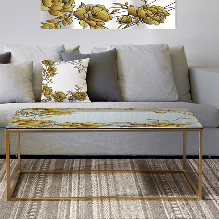 Gold Botanical Blooming 6 - Metal Traditional Coffee Table