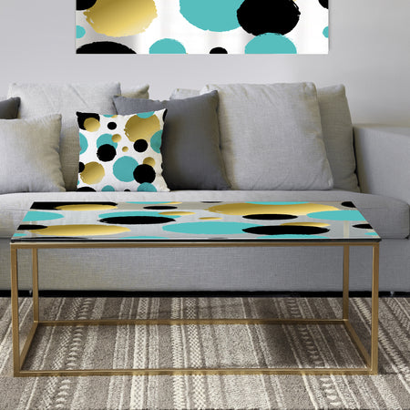 Gold and Blue Circles - Metal Glam Coffee Table