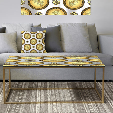 Gold and browne pattern with gradient vintage circles - Metal Glam Coffee Table