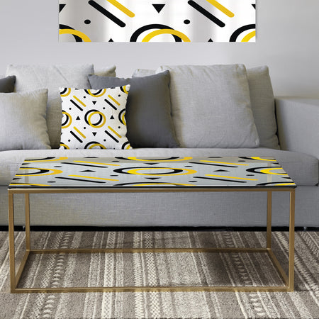 Trendy Black And Gold Triangular Pattern I - Metal Glam Coffee Table