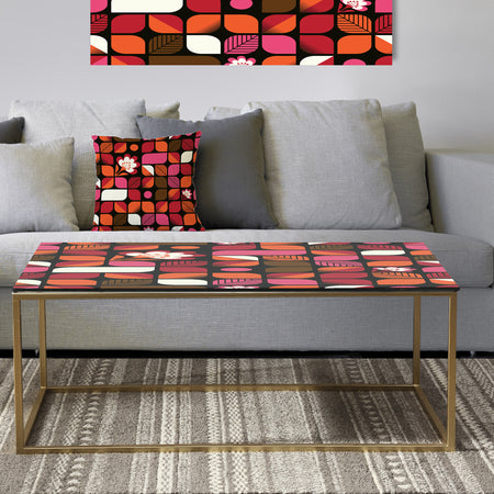 Geometric Retro Flower Design I - Metal Glam Coffee Table