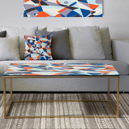 Retro Geometric Grid IV - Metal Glam Coffee Table