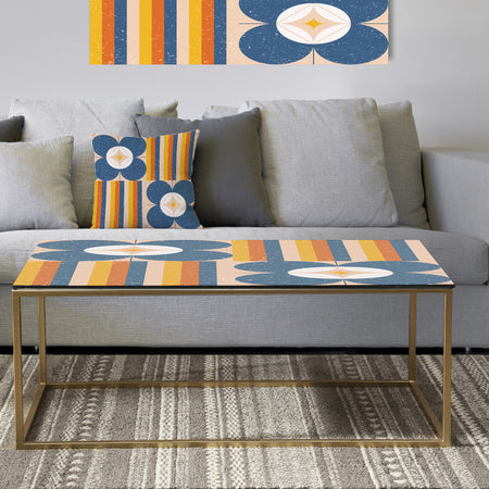 Retro Floral Pattern XI - Metal Glam Coffee Table