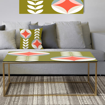 Retro Botanical Pattern I - Metal Glam Coffee Table