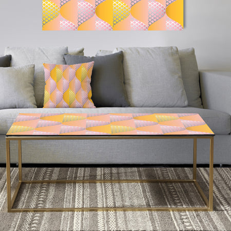 Golden Geometrical Diamond Pattern IV - Metal Glam Coffee Table