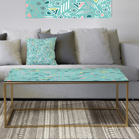 Pastel Tribal Retro Pattern - Metal Glam Coffee Table