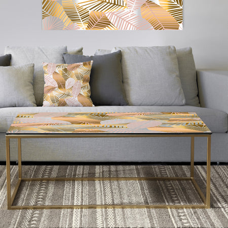 Golden Palm Leaves II - Metal Glam Coffee Table