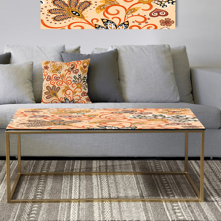 Retro Indian Floral Batik III - Metal Glam Coffee Table