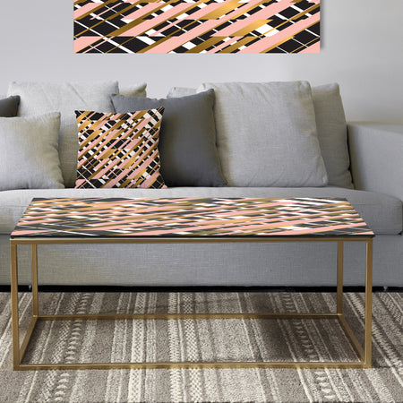 Gold Checkered Pattern II - Metal Glam Coffee Table