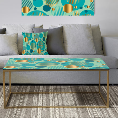 Gold and Blue Dynamics III - Metal Glam Coffee Table
