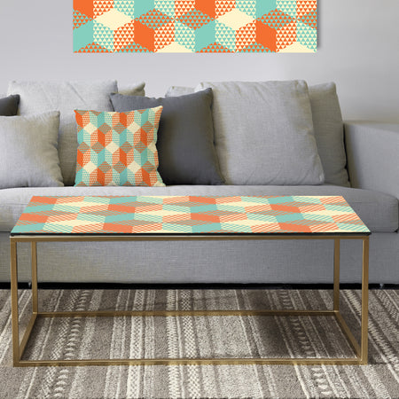 Retro Hexagon Pattern VIII - Metal Glam Coffee Table