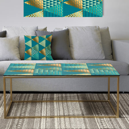 Gold and Blue Dynamics I - Metal Glam Coffee Table