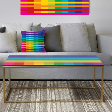 Rainbow colors simple geometric pattern. - Metal Glam Coffee Table