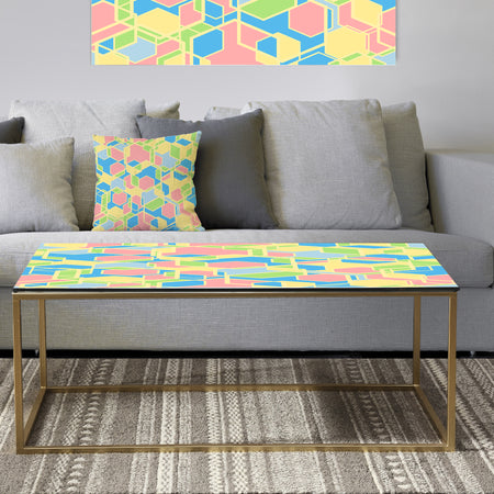 Geometrical Pastel Abstract II - Metal Glam Coffee Table