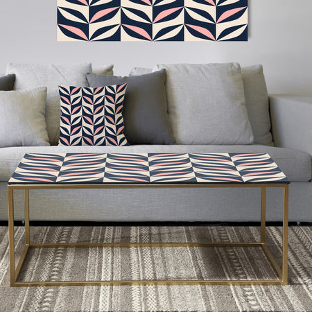 Floral Retro Botanical Pattern III - Metal Glam Coffee Table