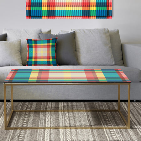Tartan Geometrical Texture III - Metal Glam Coffee Table