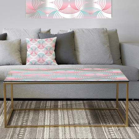 Retro Geometrical Abstract Pattern I - Metal Glam Coffee Table