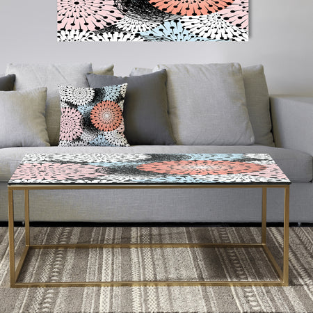 Retro Abstract Flower Design I - Metal Glam Coffee Table