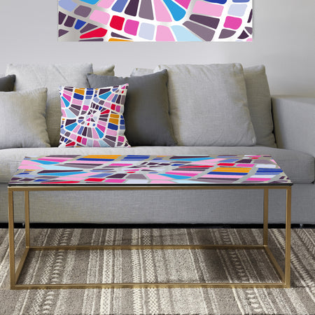 Abstract Retro Geometric Pattern I - Metal Glam Coffee Table