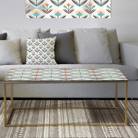 Pattern with floral ornament - Metal Traditional Coffee Table