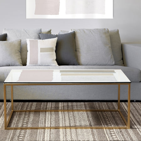 Painted Simple Form Neutral on White - Metal Transitional Coffee Table