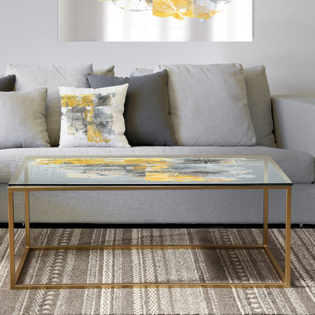 Moving In and Out of Traffic II Yellow Grey - Metal Transitional Coffee Table