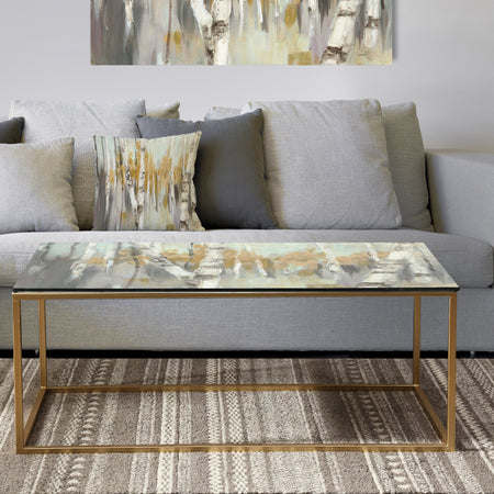 Silver and Yellow Birch Forest - Metal Traditional Coffee Table