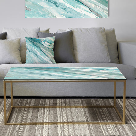 Silver Springs II Blue Green - Metal Traditional Coffee Table