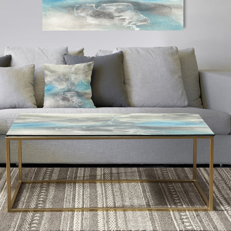 Watercolor Minimal Blue Tones I - Metal Traditional Coffee Table