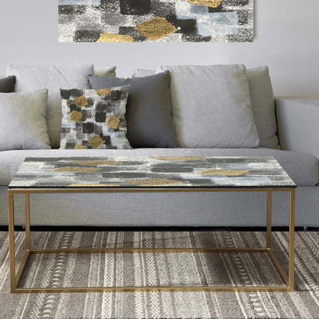 Gold Glamour Squares I - Metal Transitional Coffee Table