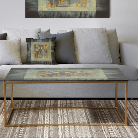 Gold Geometric Tapestry II - Metal Modern Coffee Table